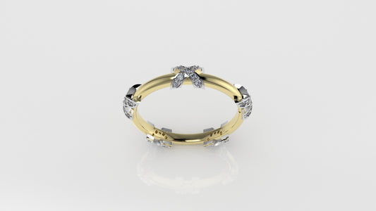 14K Gold Ring with 45 DIAMONDS, "Stt Prong" "Cut Chanel"