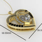 14K Gold Pendant with 19 Stones, "STT: Prong" heart style, Cut: Chanel