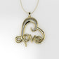 14K Gold Pendant with 20 Diamonds, "STT: Prong" Heart and Love style, Cut Chanel