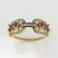 14K Ring with 37 DIAMONDS and 2 TOURMALINE, "FILIGREE", STT PRONG, Rope Style, Cut Chanel