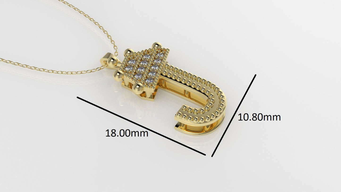 14K Pendant with 11 DIAMONDS VS1, "STT: Prong", Cut Chanel, FILIGREE