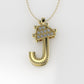 14K Pendant with 11 DIAMONDS VS1, "STT: Prong", Cut Chanel, FILIGREE