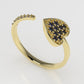 14K Ring with 11 SAPPHIRE and 6 DIAMONDS VS1, "FILIGREE", STT PRONG, Heart