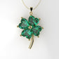 14K Gold Pendant with 4 emerald, "STT: Prong" Clover Style