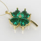 14K Gold Pendant with 4 emerald, "STT: Prong" Clover Style