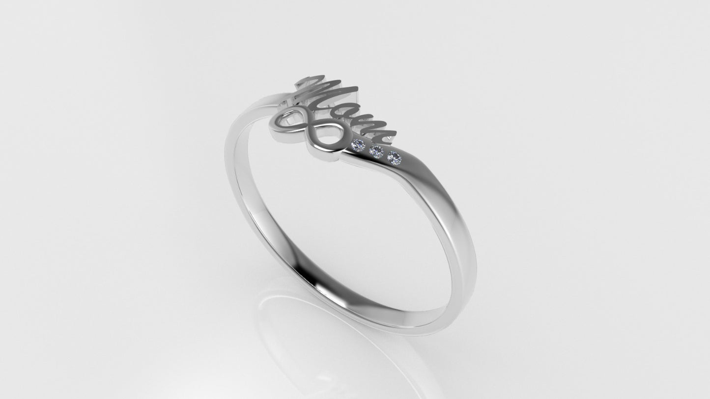 14K 'Mom' Gold Diamond Ring
