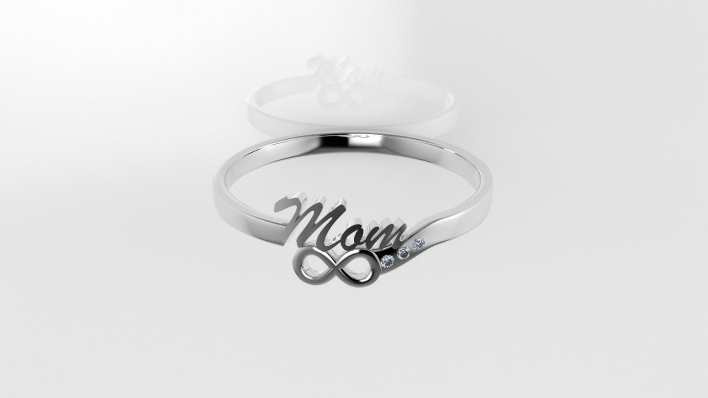 14K 'Mom' Gold Diamond Ring