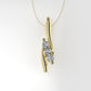 14K Gold Pendant with 3 DIAMONDS 3mm, "STT: Prong"
