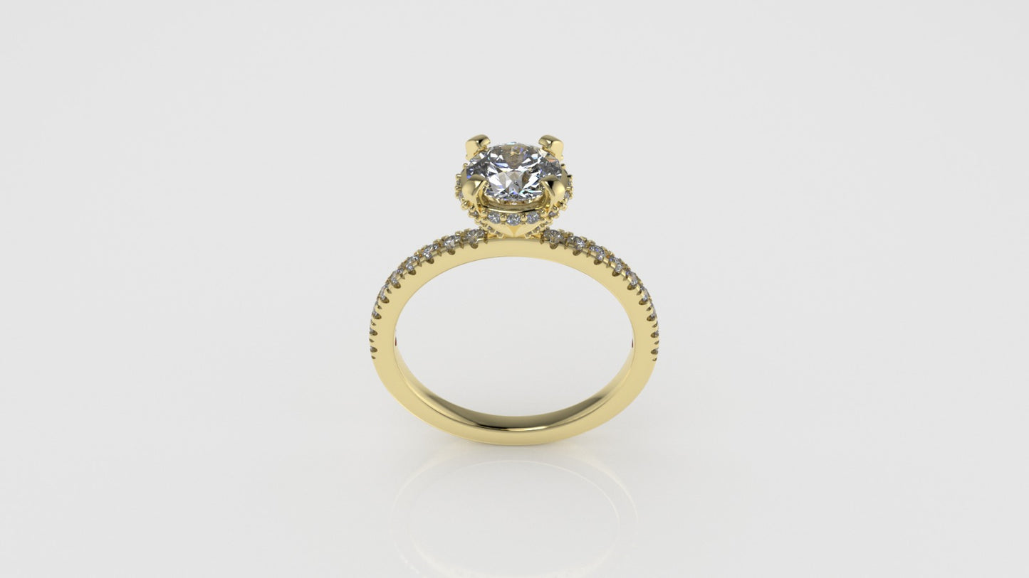 14K Gold Solitaire Ring with 47 DIAMONDS VS1, STT: Prong and Cut Split