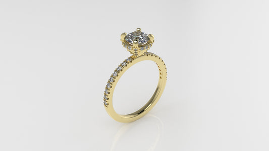 14K Gold Solitaire Ring with 47 DIAMONDS VS1, STT: Prong and Cut Split