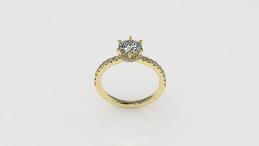 14K Solitaire Ring with 33 DIAMONDS VS1, STT: Prong and Cut Split