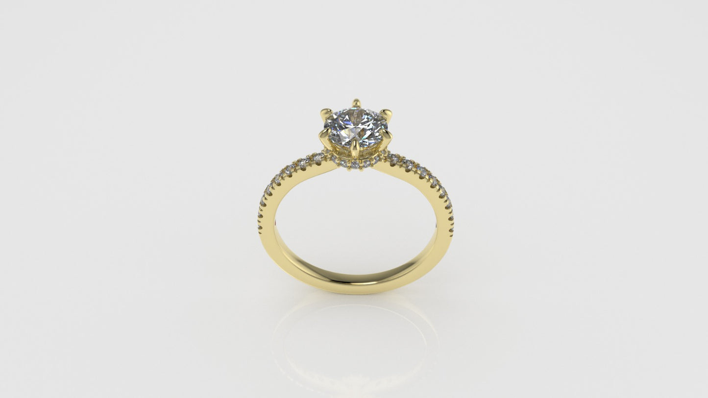 14K Solitaire Ring with 33 DIAMONDS VS1, STT: Prong and Cut Split