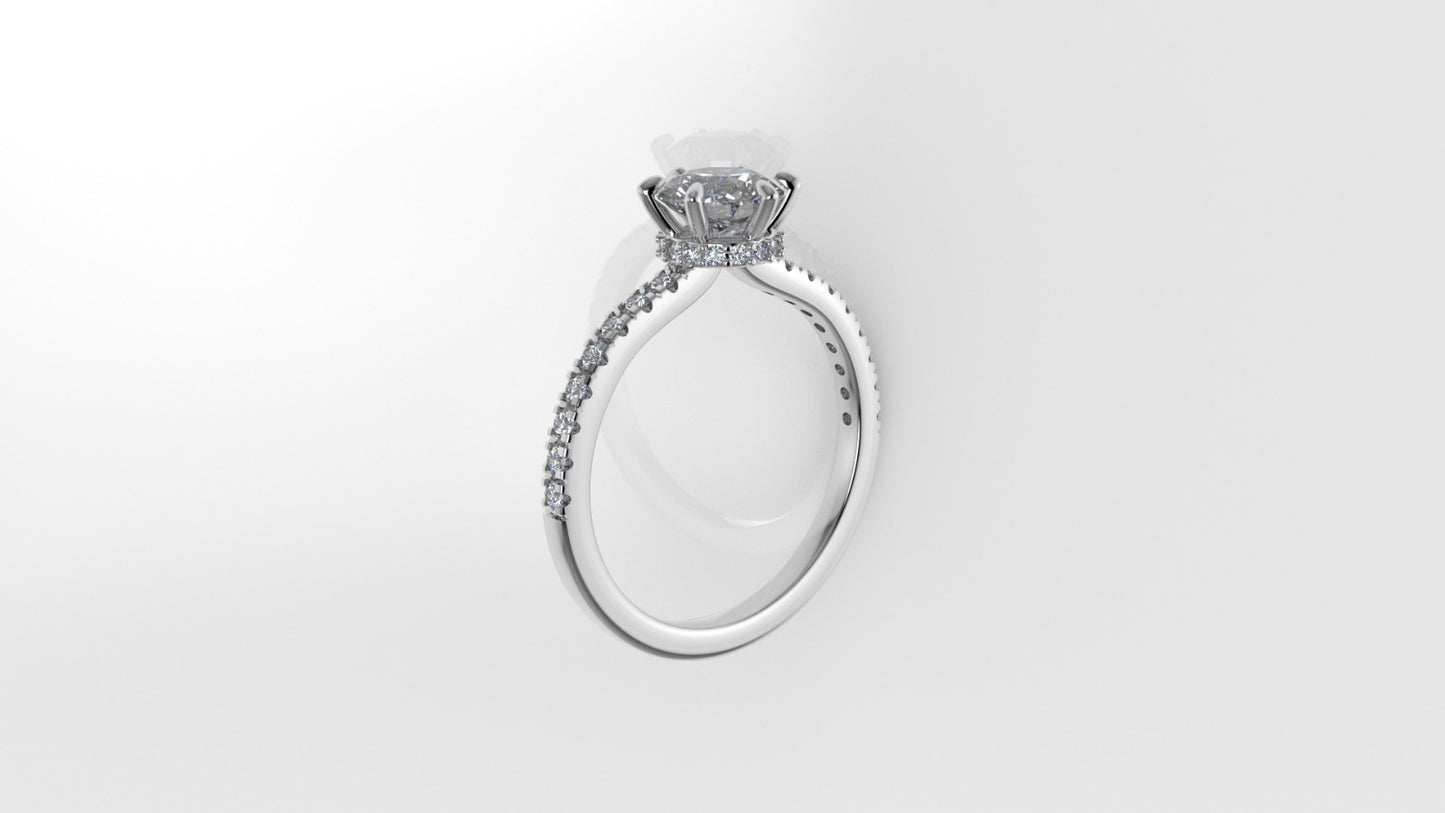 14K Solitaire Ring with 33 DIAMONDS VS1, STT: Prong and Cut Split