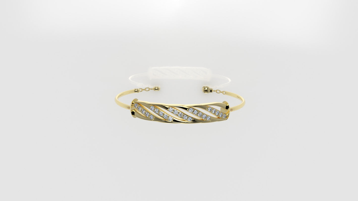 14K Bracelet with 25 Diamonds, "Stt: Prong", long 7 or 7 1/2 inch
