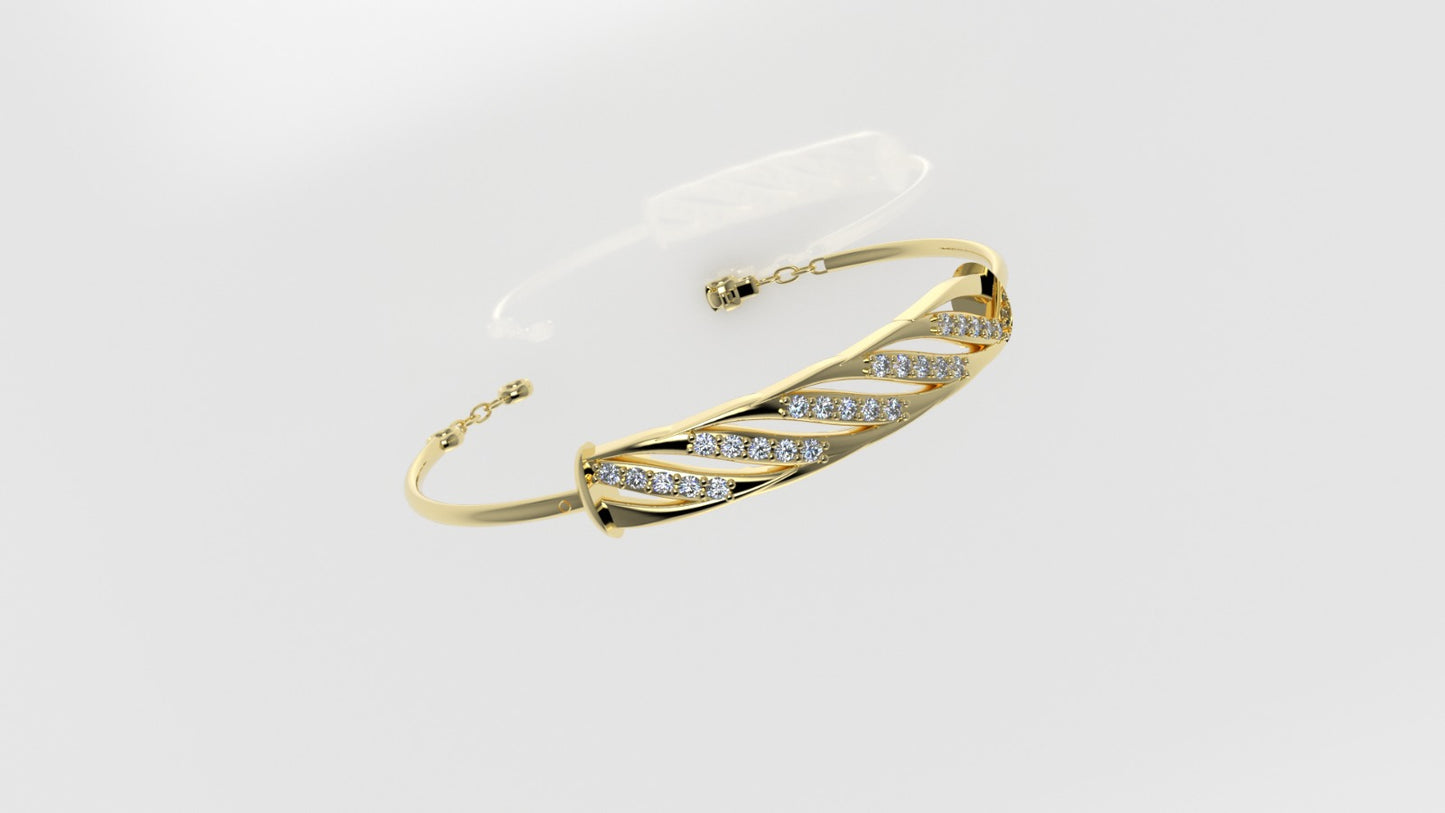 14K Bracelet with 25 Diamonds, "Stt: Prong", long 7 or 7 1/2 inch
