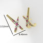 14k Earrings with 18 Stones, "Cut Prong", "X Style"