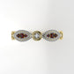 14K Gold Ring with 9 Stones, STT: Bezel, FILIGREE