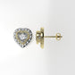 14k Gold Earrings with 34 STONES VS1, "Stt: Bezel", Cut Split, Heart Style