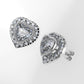 14k Gold Earrings with 34 STONES VS1, "Stt: Bezel", Cut Split, Heart Style