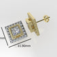 14k Gold Earrings with 42 STONES VS1, "Stt: Bezel", Cut Split, Princess Style