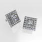 14k Gold Earrings with 42 STONES VS1, "Stt: Bezel", Cut Split, Princess Style