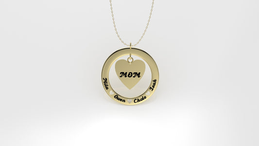 14K Gold Personalized Pendant, for MOM