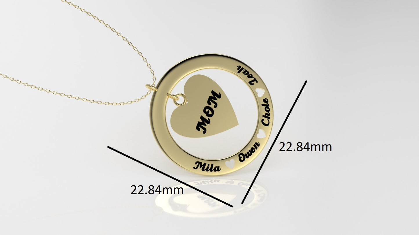 14K Gold Personalized Pendant, for MOM