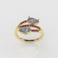 14K Ring with 17 STONES, Cut Chanel, Stt: Prong