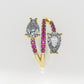 14K Ring with 17 STONES, Cut Chanel, Stt: Prong