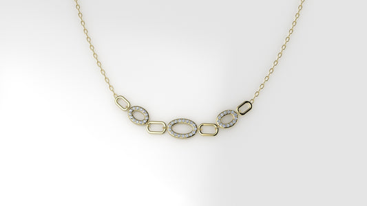 14K Gold Necklace with 43 DIAMONDS, length is 18 inches with chain, STT: Prong