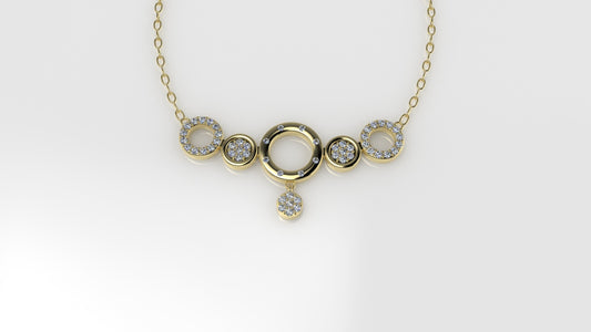 14K Necklace with 55 DIAMONDS, length is 18 inches with chain, STT: Prong
