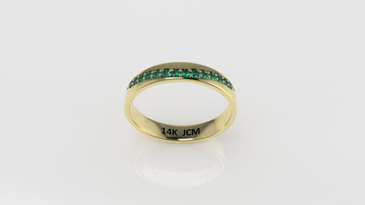 14K Gold Ring with 14 EMERALD, Cut Chanel, STT: Prong