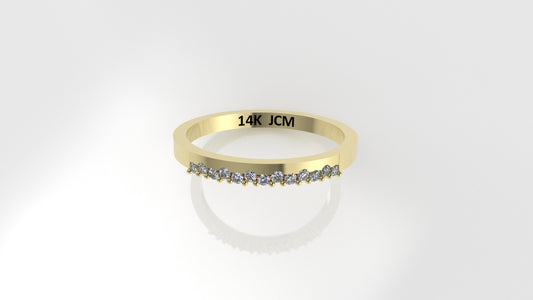 14K Ring with 13 DIAMONDS, STT: Prong and Bezel