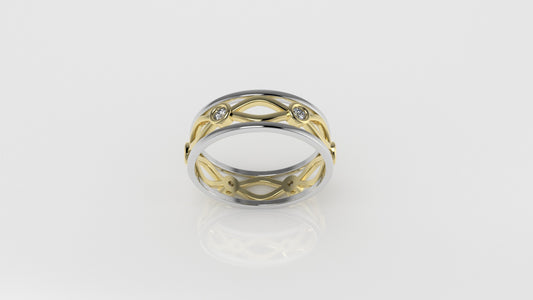 14K Gold Ring with 6 DIAMONDS, STT: Bezel, for men
