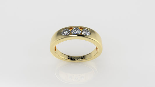 14K Gold Ring with 3 DIAMONDS, Stt: Bezel, For Men