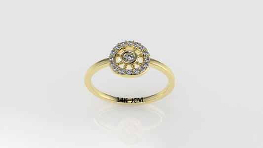 14K Ring with 17 DIAMONDS, Stt: Prong