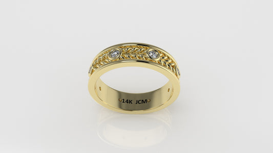 14K Ring with 8 DIAMONDS, Stt: Bezel, Rope, For Men