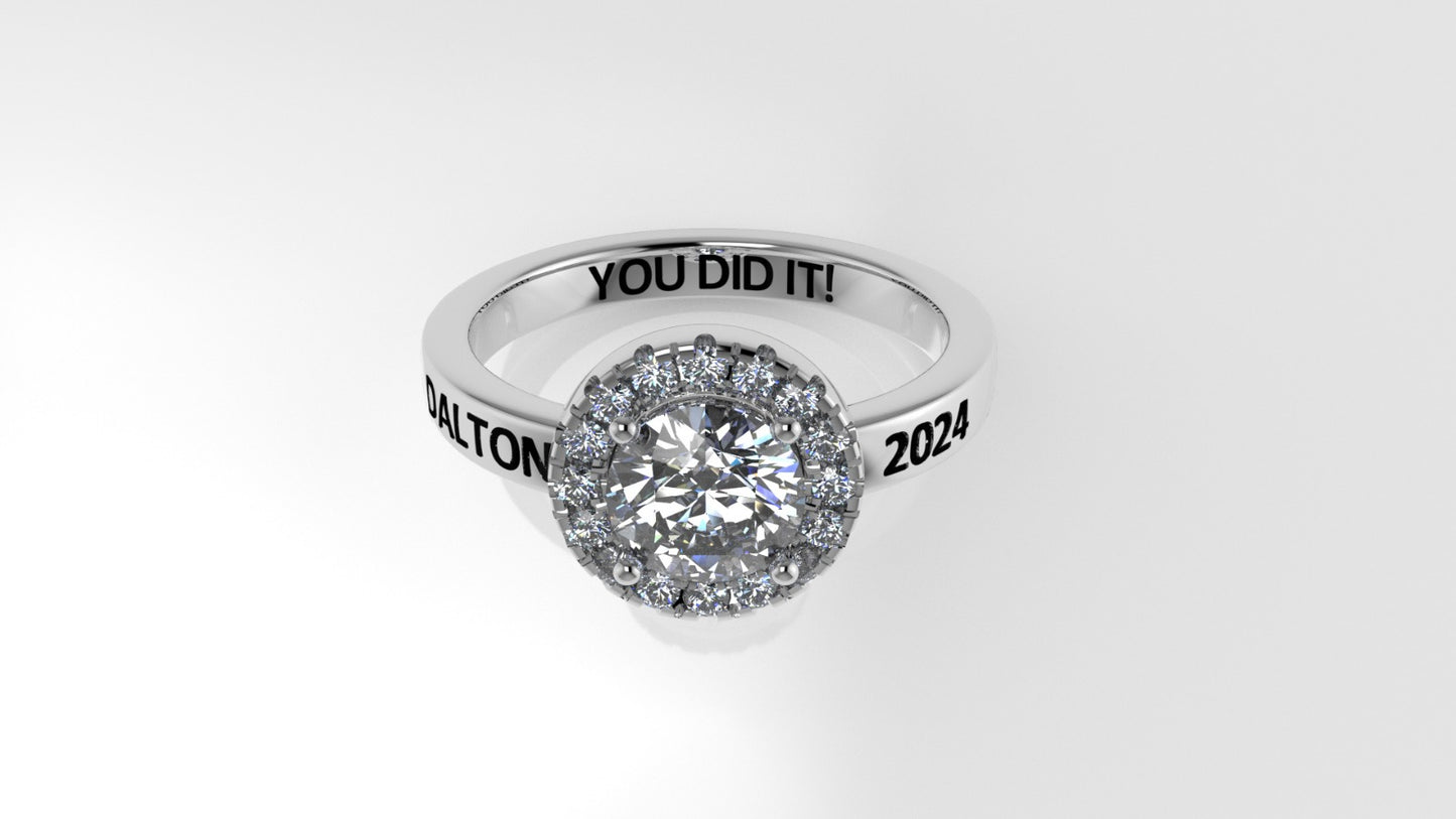 14K Grade Gold Ring with 17 STONES, Stt: Prong, Cut Split