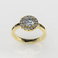14K Grade Gold Ring with 17 STONES, Stt: Prong, Cut Split