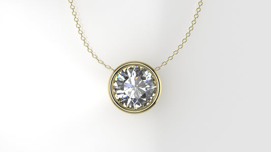 14K Gold Pendant with 1 Diamond VS1, STT: Bezel, Only Pendant