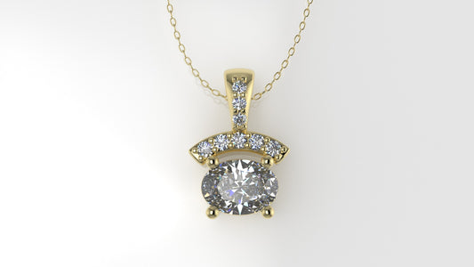 14K Gold Pendant with 9 Diamonds VS1, STT: Prong, Only Pendant