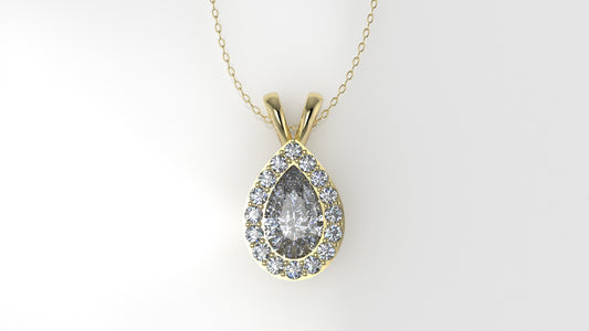 14K Gold Pendant with 17 Diamonds VS1, STT: Prong and Bezel, Only Pendant