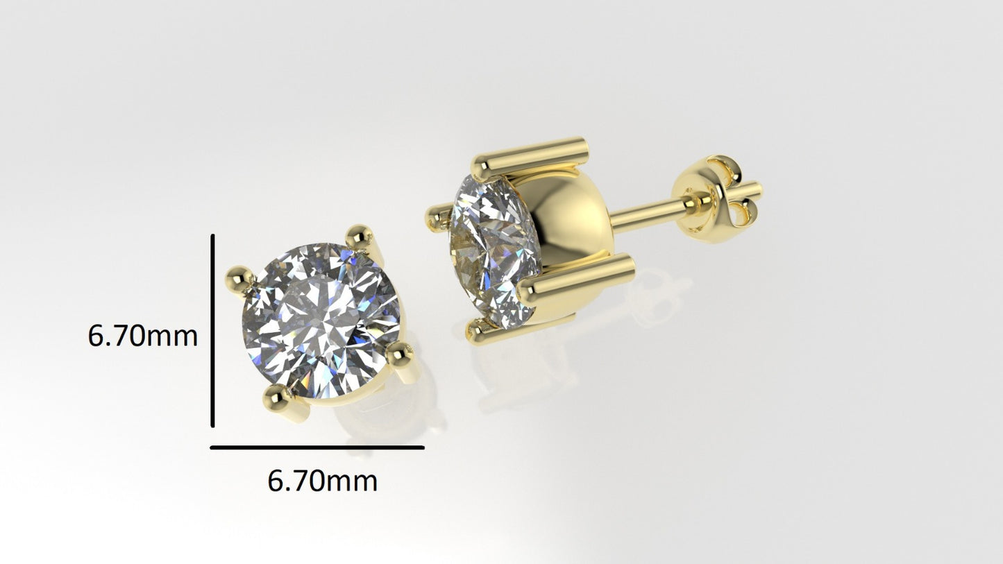 14k Earrings with 2 DIAMONDS VS1, "STT: Prong", Push Back