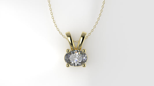 14K Gold Pendant with 1 Oval Diamond VS1, STT: Prong, Only Pendant Included Bell