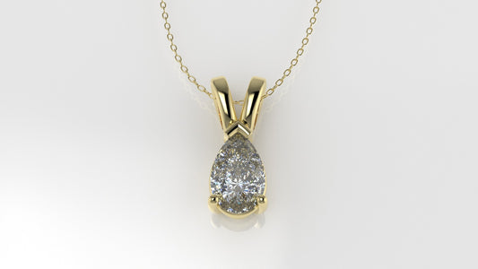 14K Gold Pendant with 1 Pear Diamond VS1, STT: Prong, Only Pendant Included Bell