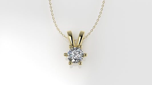 14K Pendant with 1 Round Diamond VS1, STT: Prong, Only Pendant Included Bell