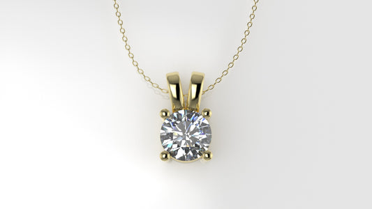 14K Pendant with 1 Round Diamond 1.5ct VS1, STT: Prong, Only Pendant Included Bell