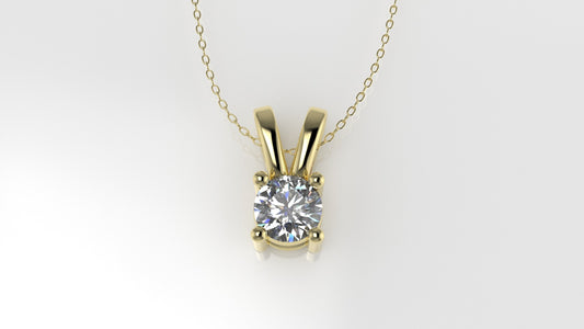 14K Pendant with 1 Round Diamond 0.50ct VS1, STT: Prong, Only Pendant Included Bell