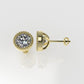 14k Earrings with 2 DIAMONDS 2.00ct VS1 , "STT: Bezel with FILIGREE", Push Back