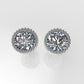 14k Earrings with 2 DIAMONDS 2.00ct VS1 , "STT: Bezel with FILIGREE", Push Back